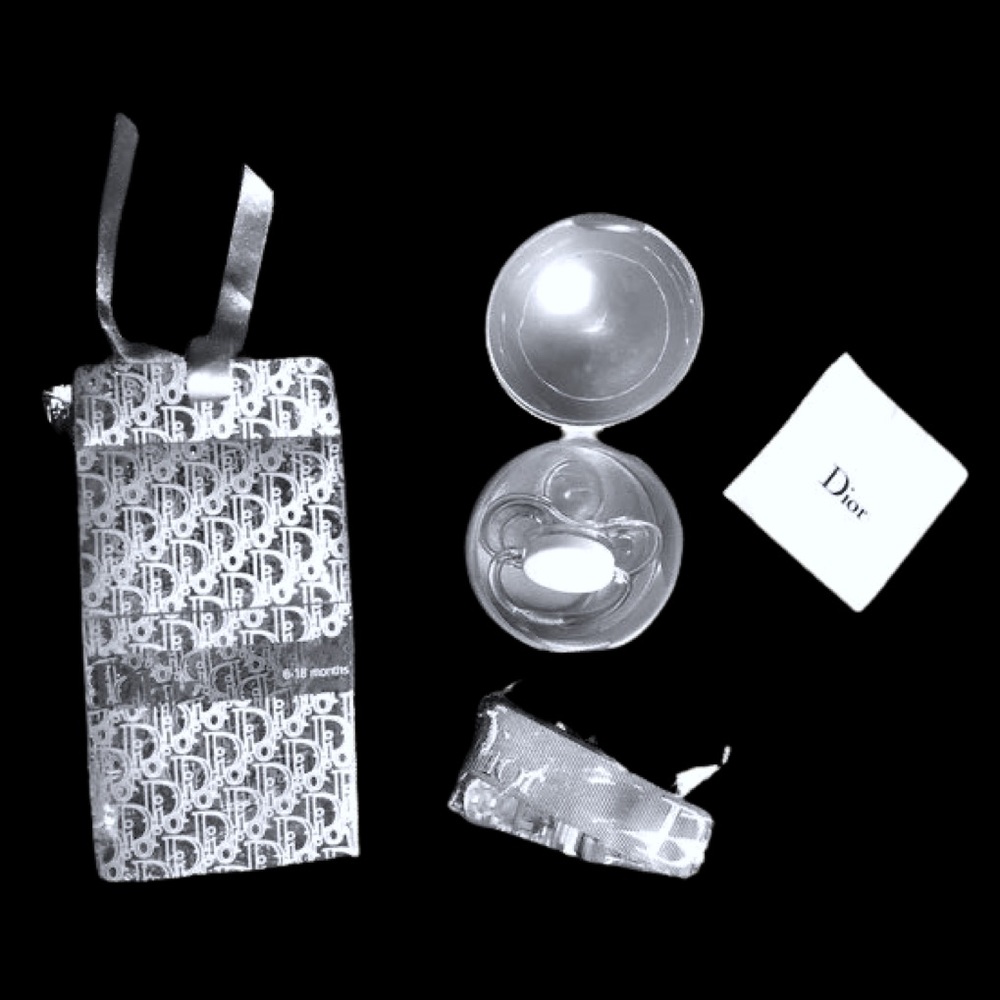 Baby Dior Limited Edition Couture Jacquard Signature Logo Soother Pacifier Dummy